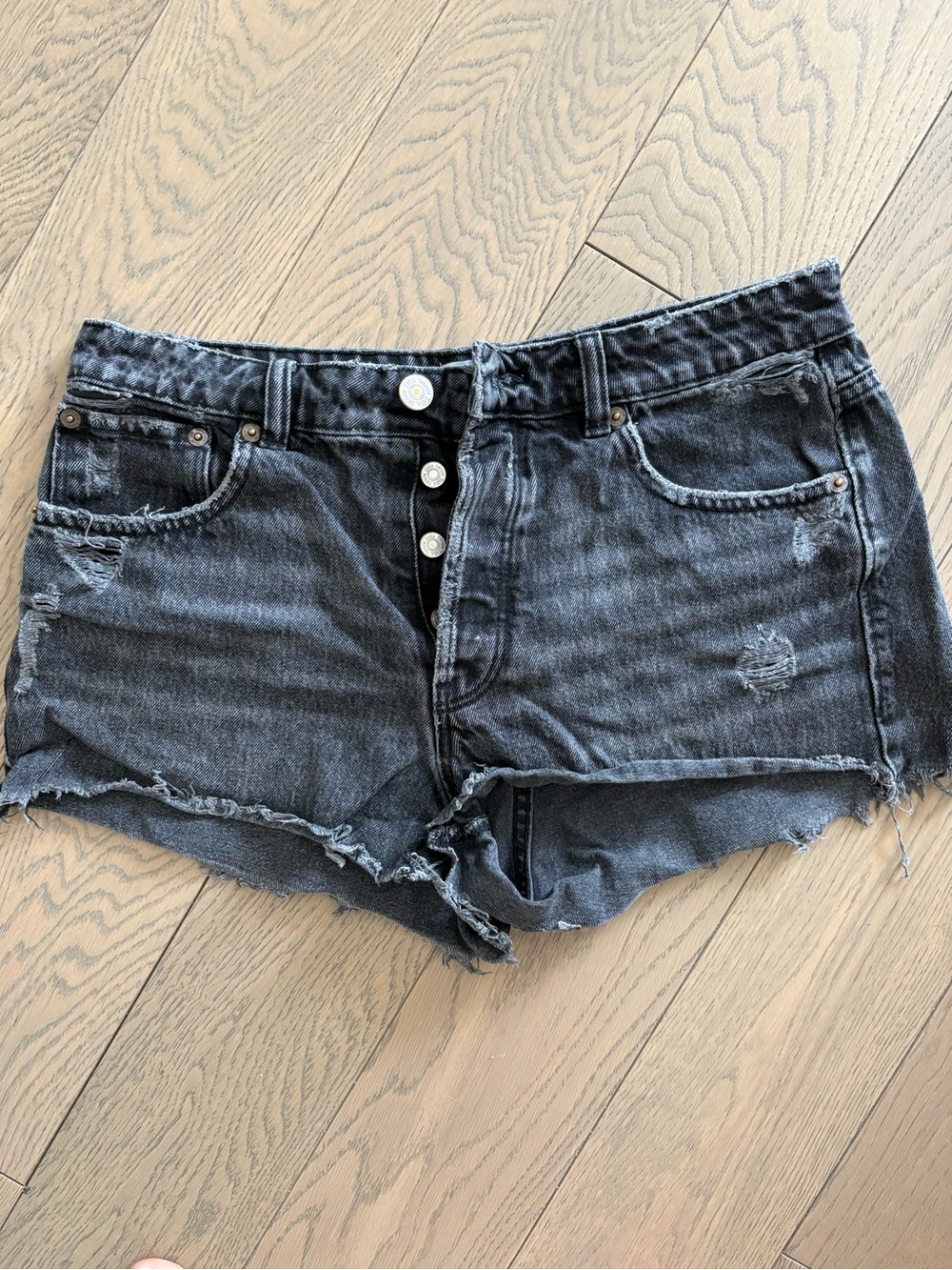 Zara Black Distressed Cutoff Denim Shorts